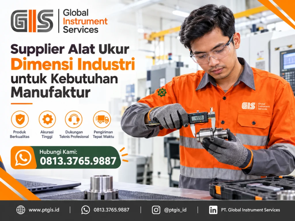 Berbagai alat ukur dimensi industri untuk inspeksi komponen manufaktur dan quality control