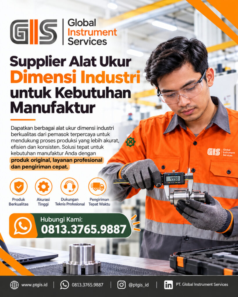 Berbagai alat ukur dimensi industri untuk inspeksi komponen manufaktur dan quality control